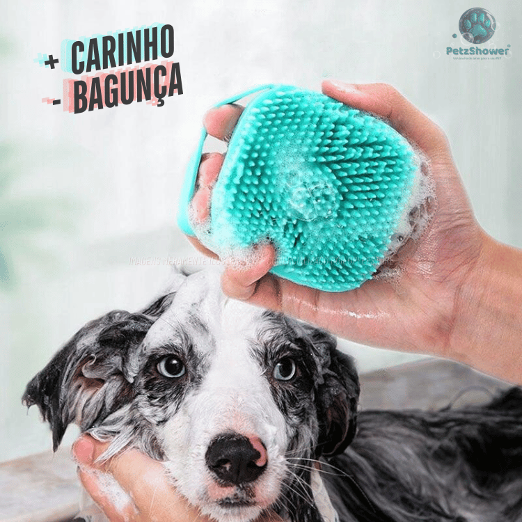 Escova de banho com dispenser de shampoo - PetzShower™