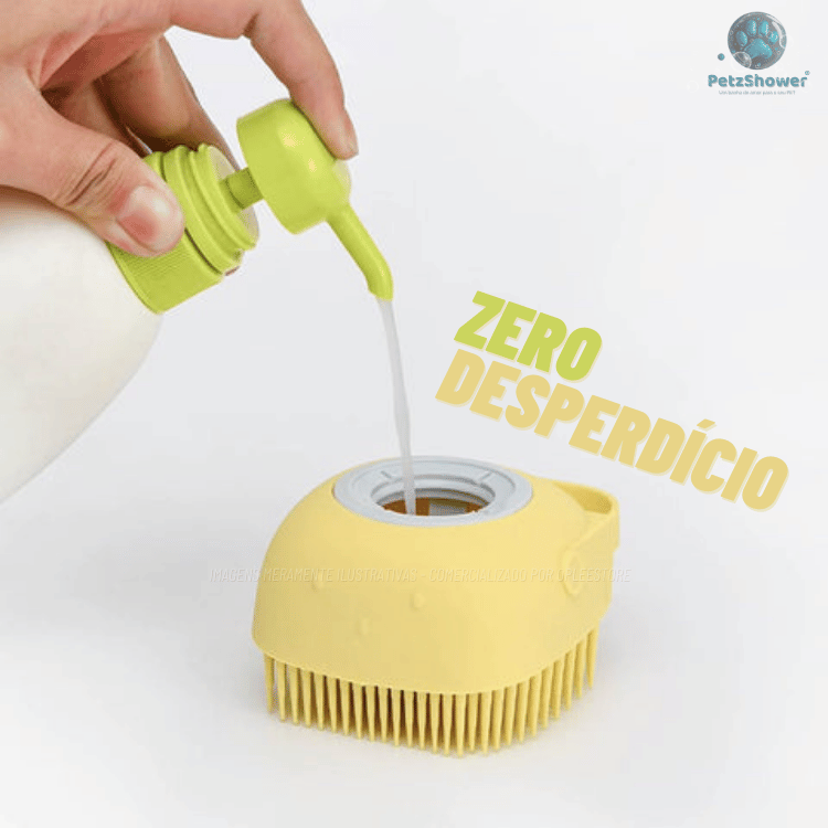 Escova de banho com dispenser de shampoo - PetzShower™