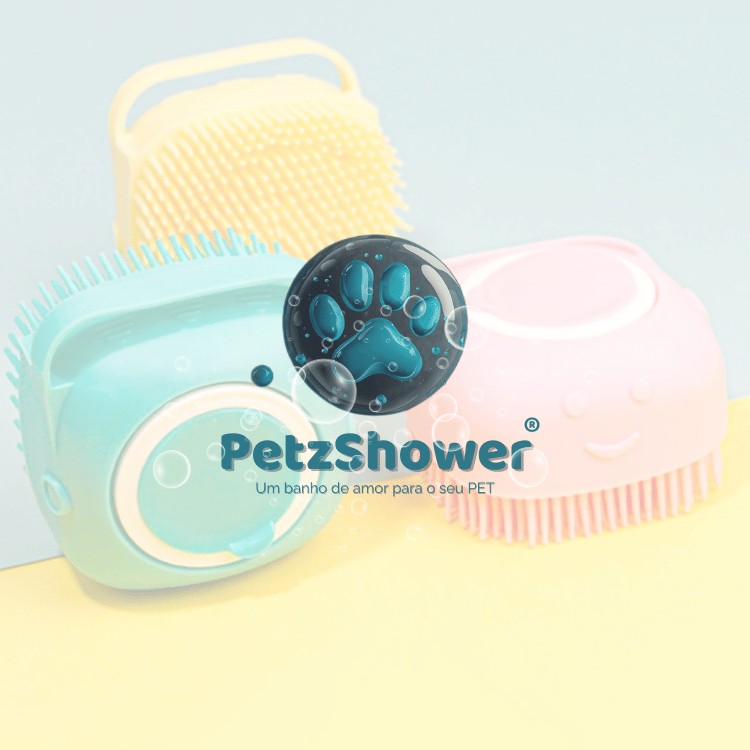 Escova de banho com dispenser de shampoo - PetzShower™